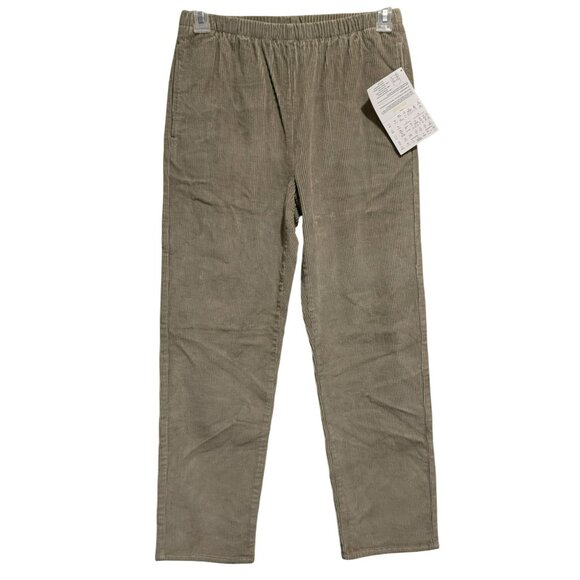 Denim & Co Tan Cotton Corduroy Straight Leg Pants Pull-On Elastic Waist Sz S NEW - Picture 1 of 5